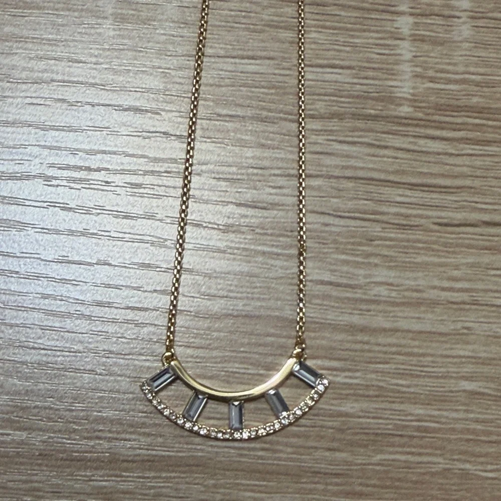 Vince Camuto Women’s Pave Baguette Rhinestone Crescent-shaped Pendant Necklace